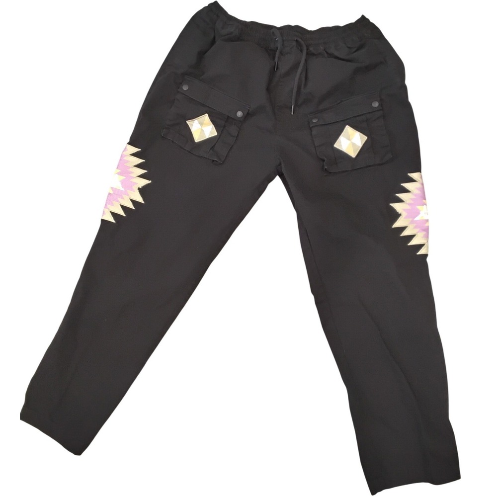 Kappa Black Southwestern Pixel Graphic Cargo Track Pants Mens XXXL XXX‎ Large